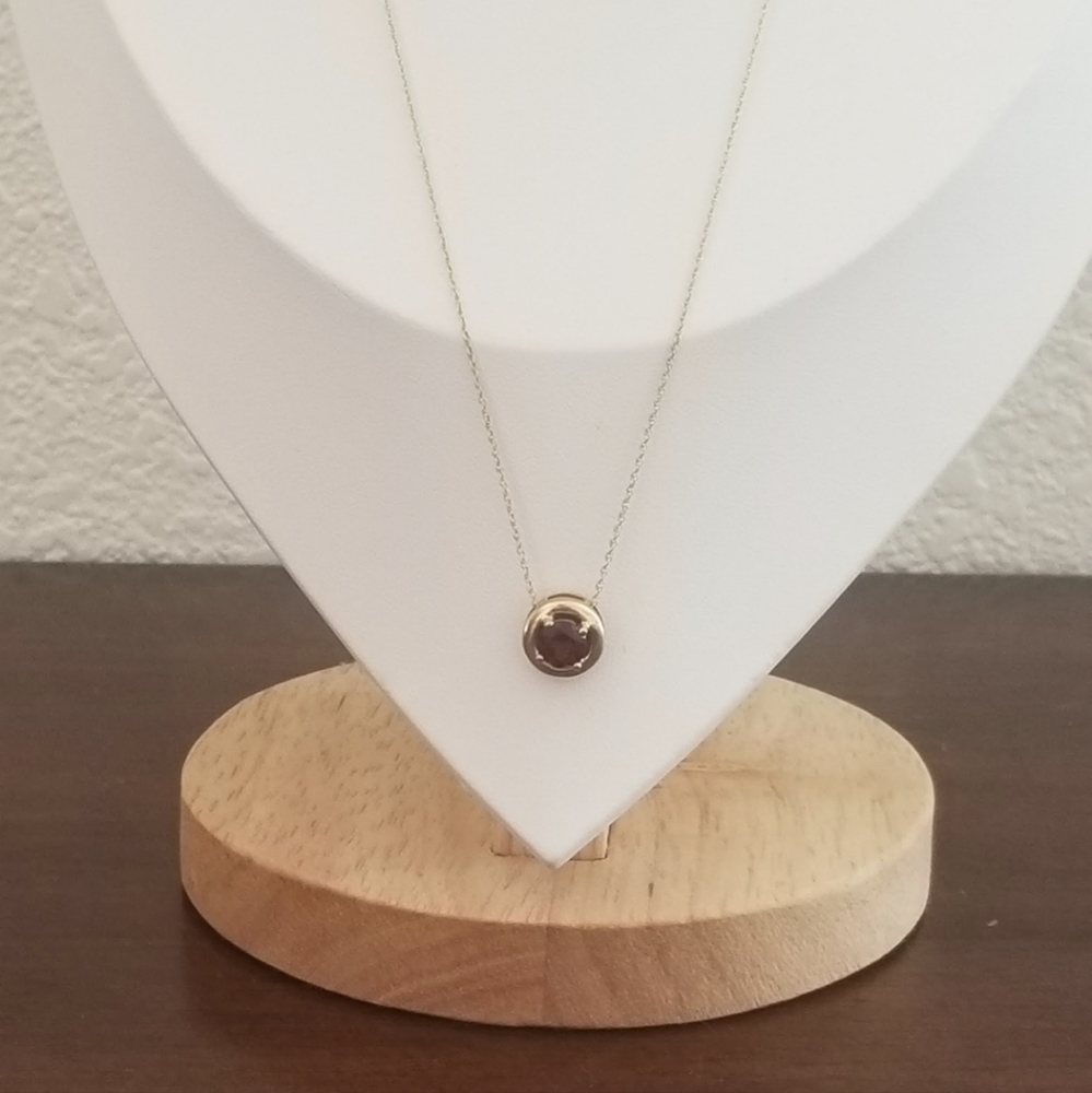 10K Gold Garnet Pendant Necklace - Picture 4 of 12